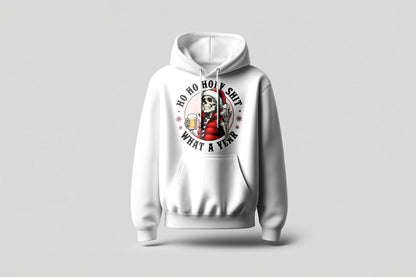 Ho Ho Holy Sh*t What a Year – Skeleton Santa Beer Funny Christmas Shirt