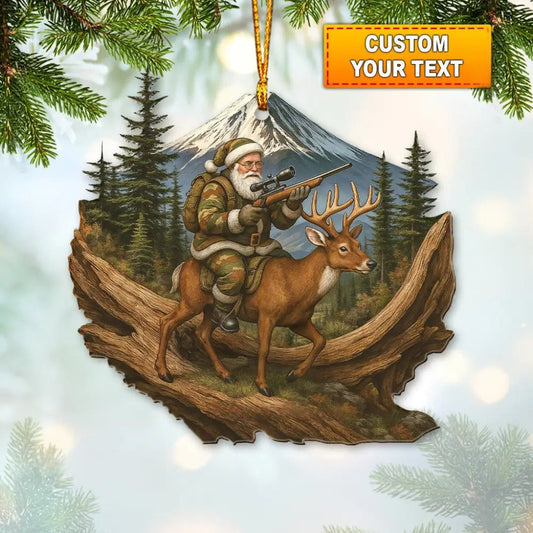 Hiking Santa, Home Decor, Christmas Ornament, Personalized Ornament