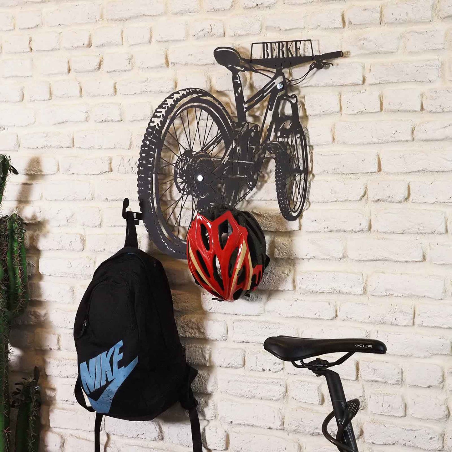 Custom Mountain Bike Wall Hanger, Metal Helmet Holder