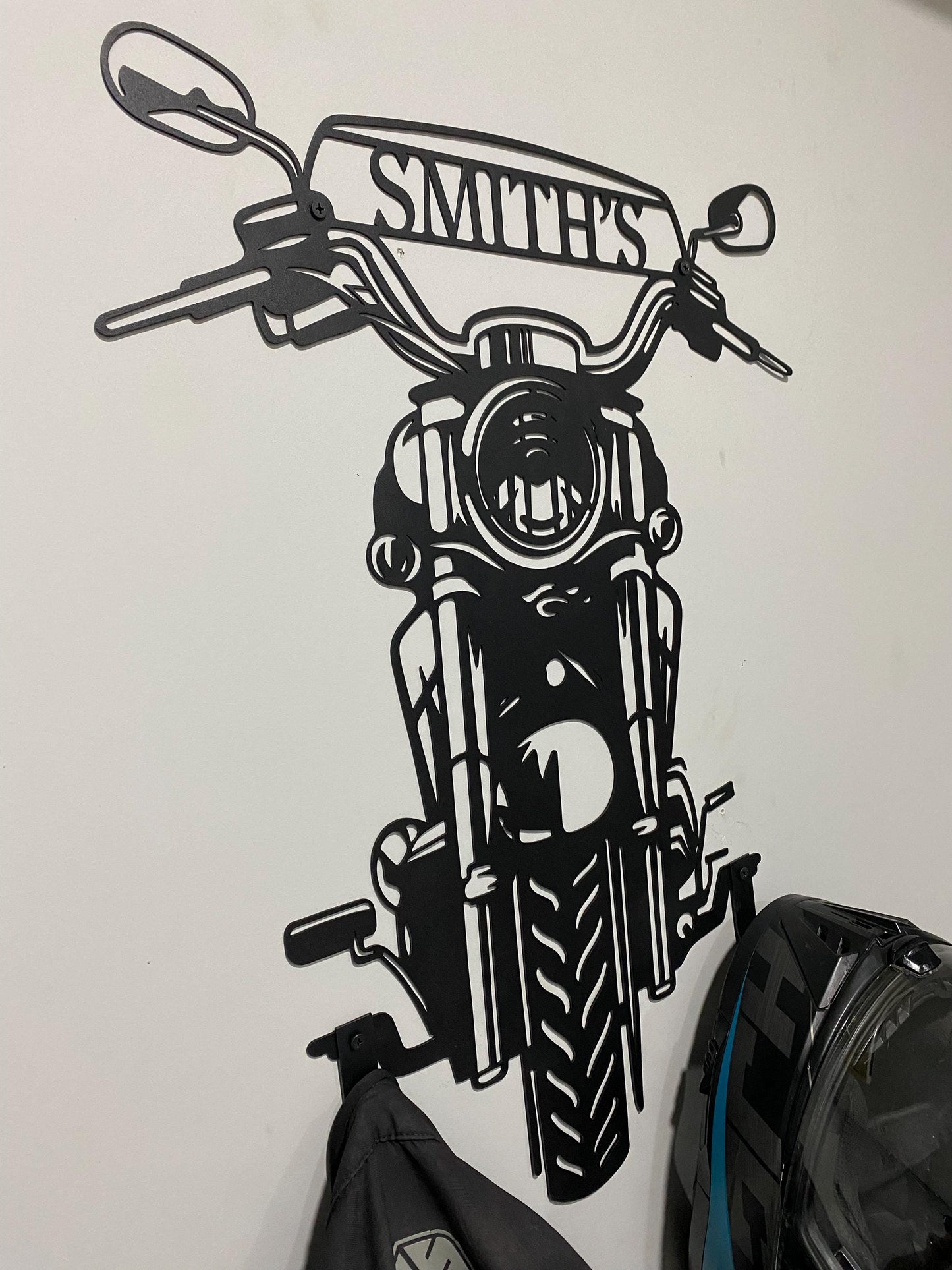 Custom Motorcycle Helmet Holder Metal Art