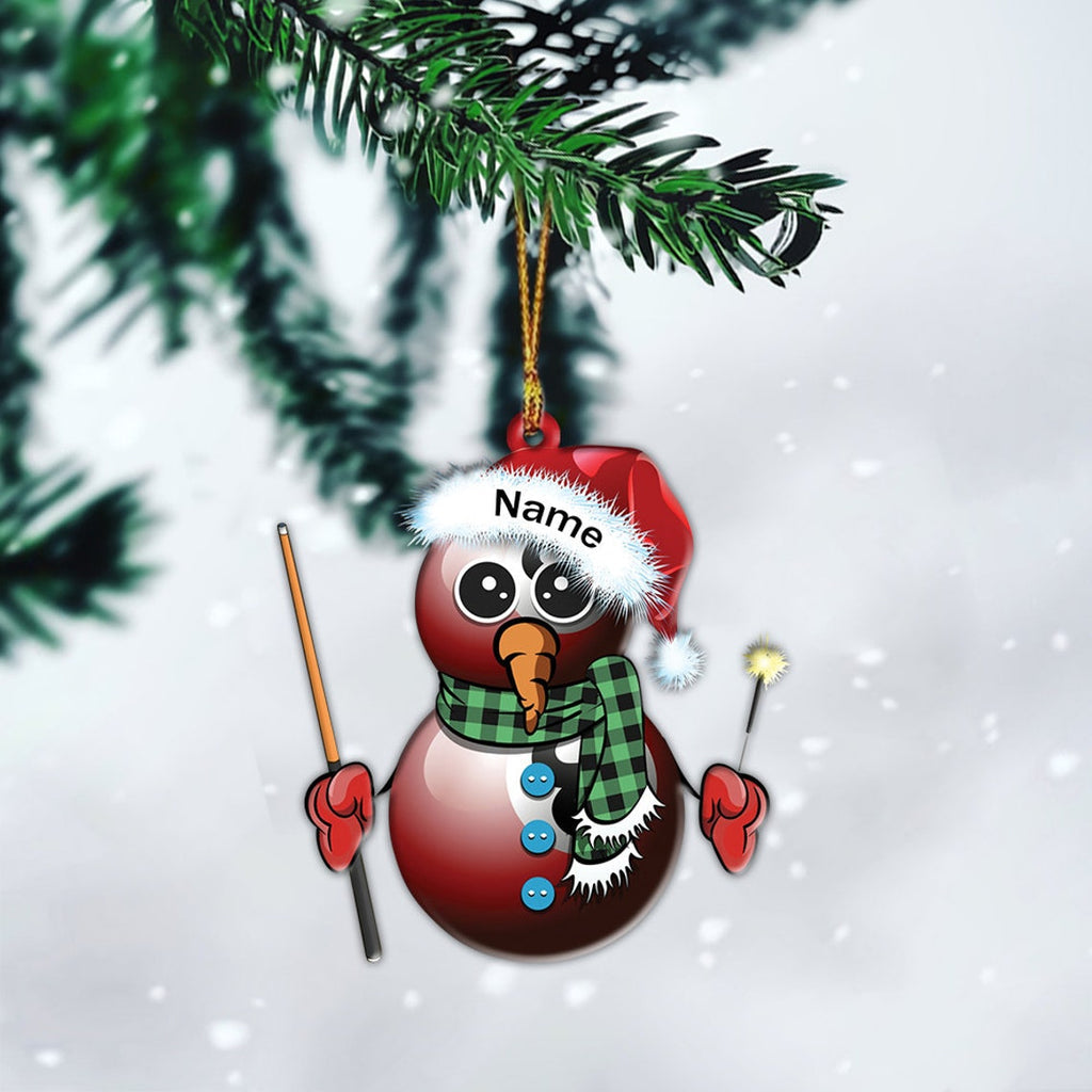 Personalized Billiard Ball Snowman Ornament, Billiard Ball Xmas Ornament, Xmas Car Ornament Decor