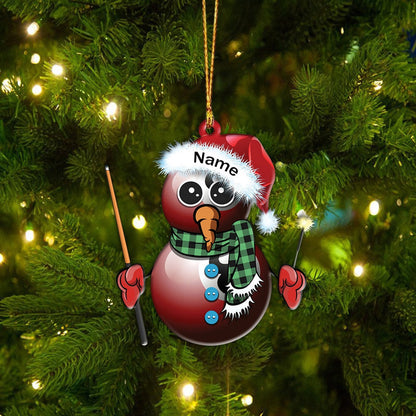 Personalized Billiard Ball Snowman Ornament, Billiard Ball Xmas Ornament, Xmas Car Ornament Decor