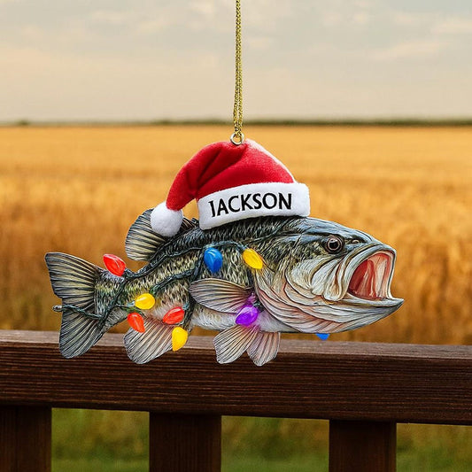 Personalized Bass Fish Christmas Ornament, Custom Holiday Tree Decor, Perfect Gift for Fishermen