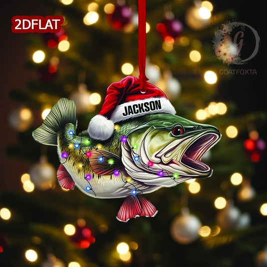 Personalized Fishing 2D Flat Ornament, Fisherman Ornament, Bass Fish Dad Ornament, Gifts for Him, Dad