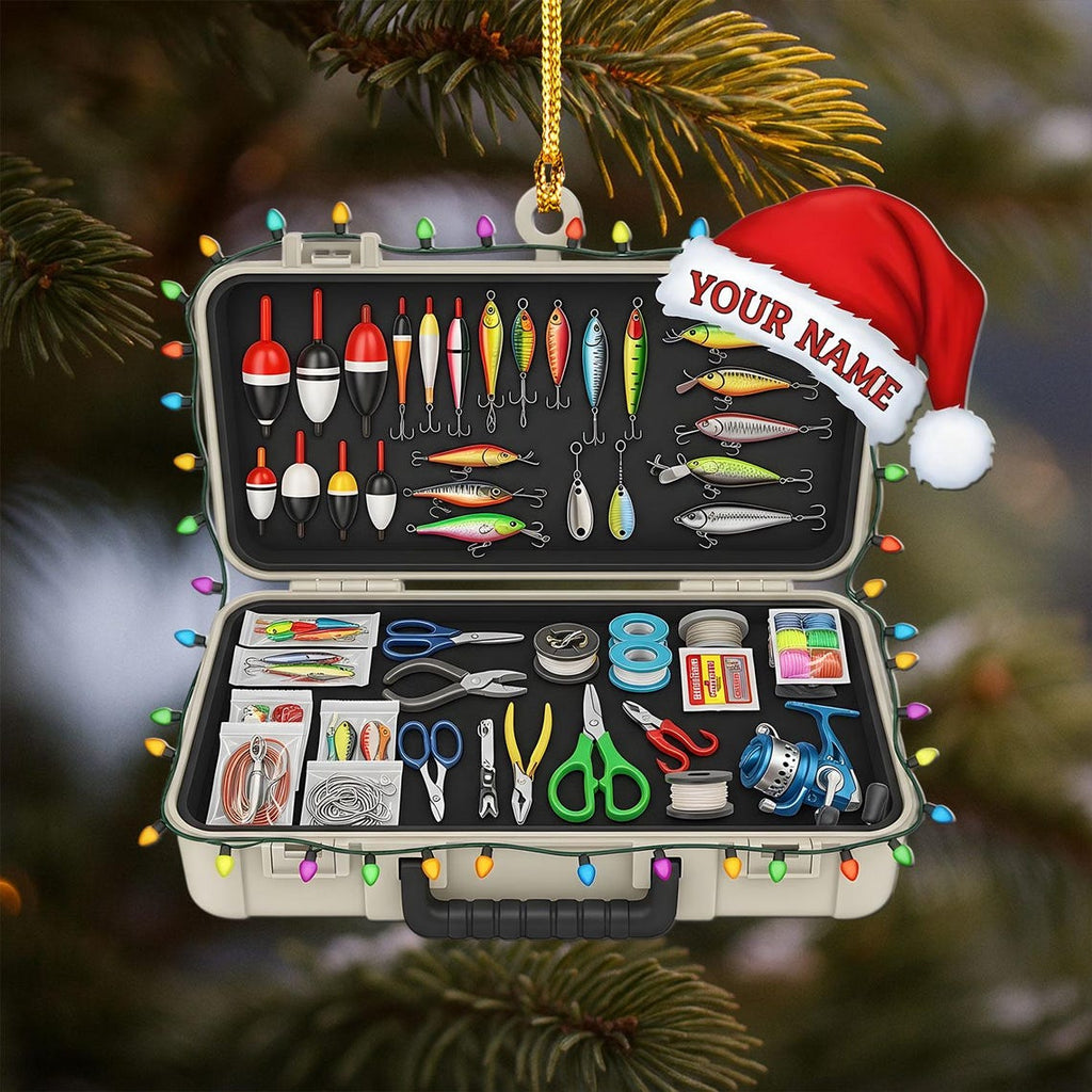 Custom Tackle Box Christmas Ornament, Personalized Fishing Gear Xmas Decor, Fisherman Ornament, Holiday Tree Keepsake Gift for Anglers