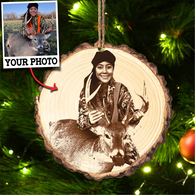 Custom Photo Deer Hunting Ornament Gift for Deer Hunter