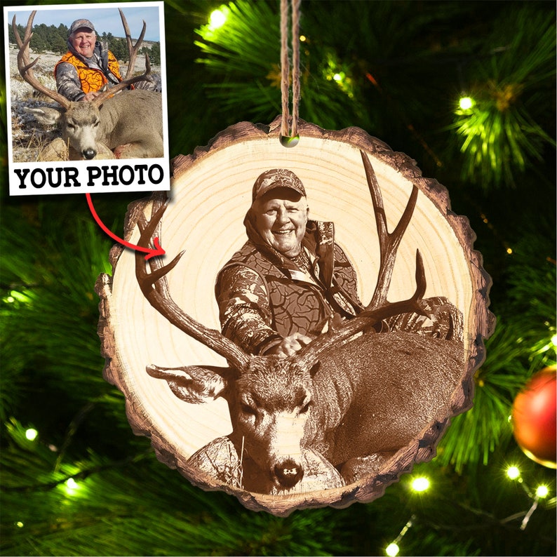 Custom Photo Deer Hunting Ornament Gift for Deer Hunter