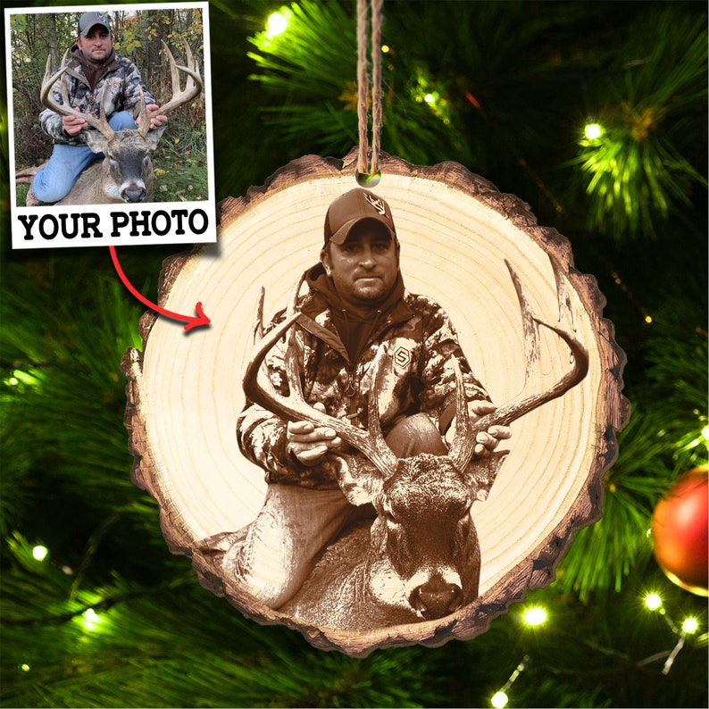 Custom Photo Deer Hunting Ornament Gift for Deer Hunter
