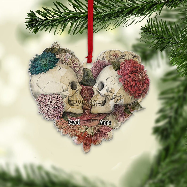 Personalized Skull Couple Christmas Ornament