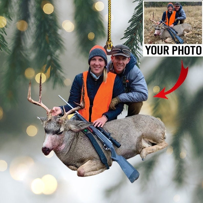 Custom Photo Hunting Ornament Gift for Deer Hunter