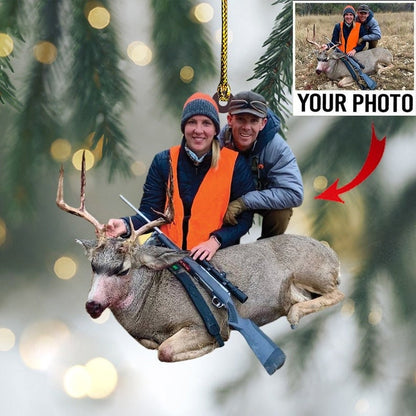 Custom Photo Hunting Ornament Gift for Deer Hunter