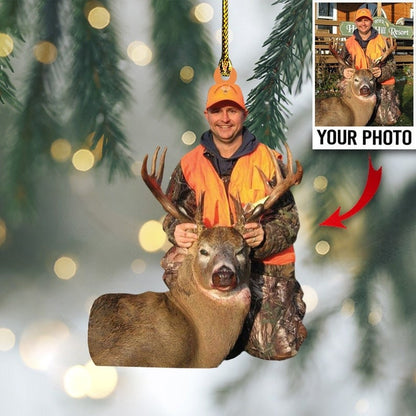 Custom Photo Hunting Ornament Gift for Deer Hunter