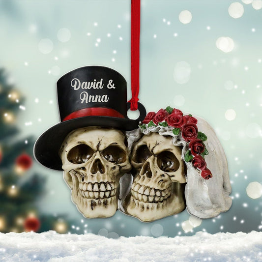 Personalized Skull Couple Christmas Ornament