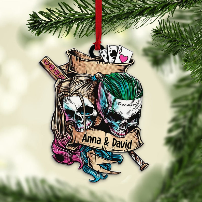 Personalized Skull Couple Christmas Ornament