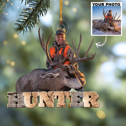 Custom Photo Hunting Christmas Tree Ornament Gift for Deer Hunter