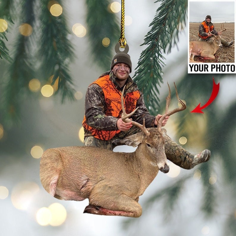 Custom Photo Hunting Ornament Gift for Deer Hunter