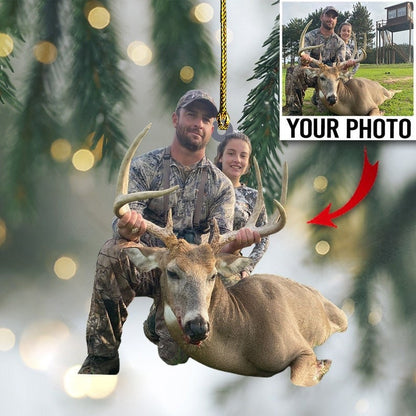 Custom Photo Hunting Ornament Gift for Deer Hunter