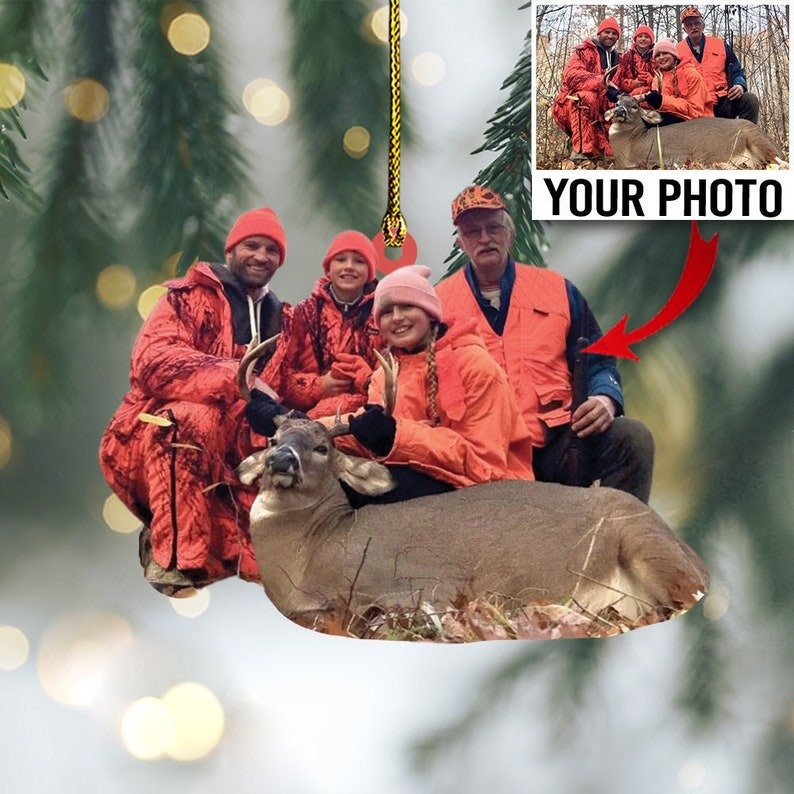 Custom Photo Hunting Ornament Gift for Deer Hunter