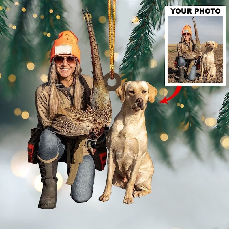 Custom Photo Hunting Ornament Gift for Deer Hunter