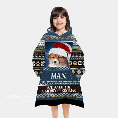 We Woof You A Merry Christmas Dog Cat Photo Wearable Blanket Hoodie