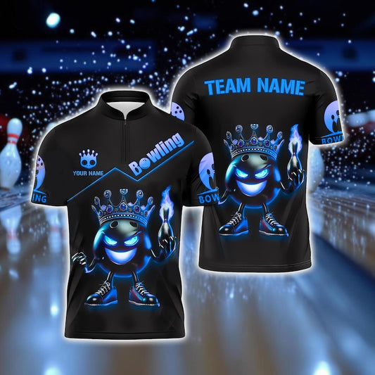 Custom Bowling Shirt, Fire King Bowling Ball Design, Personalized Name & Team Polo, Cool Bowling Jersey, Bowling Team Uniform, Gift For Dad.