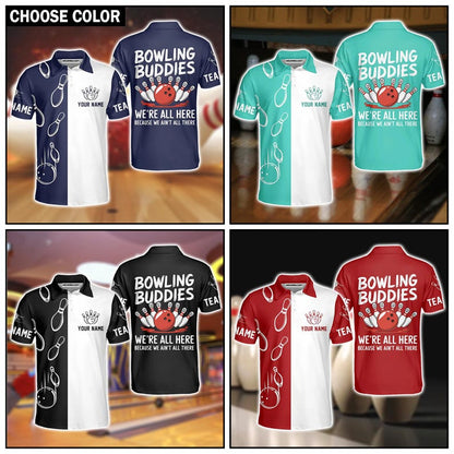 Strike Up the Laughs! Funny "Bowling Buddies" Personalized Team Polo Shirt, Bowling Team Jersey for Men & Women, Gift For Dad.