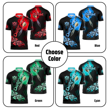 Custom 3D Darts Polo Shirt With Name & Team, Eye-Catching Sportswear For Gift Or Tournament, Personalized Shirt For Men Or Dart Teams.