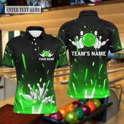 Personalized Multicolored Bowling Polo Shirt, Custom Name Bowling Short Sleeve Shirt, Bowling Team Gift, Gift for Bowling Players,Sport gift