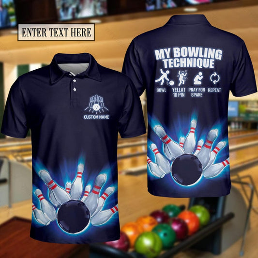 Personalized Blue Bowling Polo Shirt: Custom Team Uniform