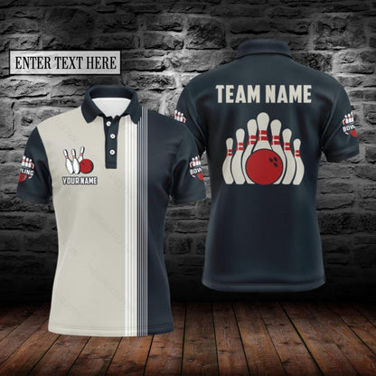 Personalized Bowling Polo Shirt: Funny Bowling Pins, Custom Name