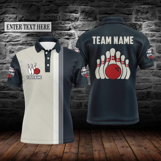Personalized Bowling Polo Shirt: Funny Bowling Pins, Custom Name