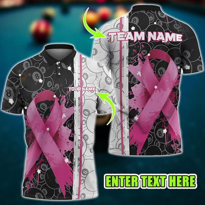 Billiard Polo Custom Shirt, Personalized 3D Pool Awareness Tee, Unisex Gift for Players and Teams, Funny Gift for Pool Lovers.