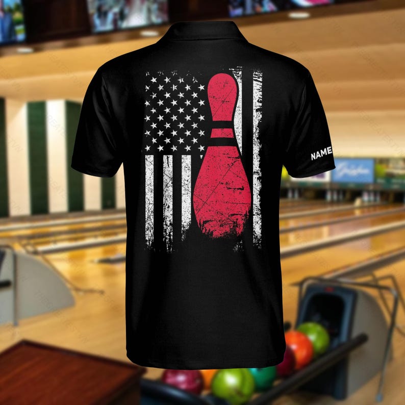 Personalized US Flag Bowling Polo Shirt: Custom Team Uniform