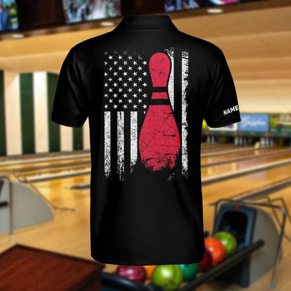 Personalized US Flag Bowling Polo Shirt: Custom Team Uniform