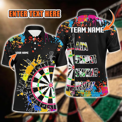 Funny Dartboard Artwork Darts Tee With Custom Name & Team, Vibrant Sports Apparel For Gift Or Tournament, Shirt For Men Or Darts Enthusiasts