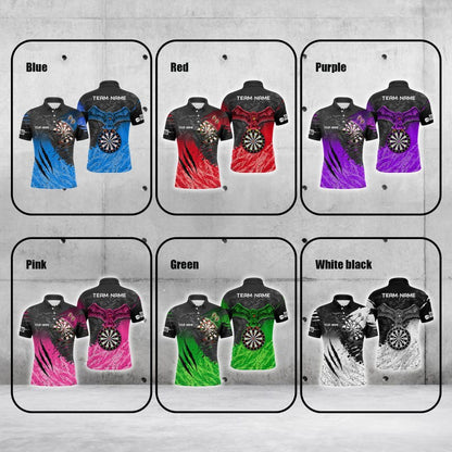 Eagle Dartboard 3D Polo Shirt with Custom Name & Team, Custom Darts Polos for Men, Personalized Team Apparel.
