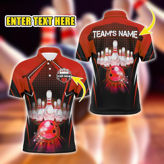 Custom Bowling Polo Shirt for Men, Personalized Bowler Team Jersey for Men, Colorful League Uniform, Gift for Bowling Enthusiasts.