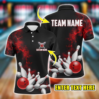 Custom Bowling League Uniform, Personalized Red Strike Bowling Shirt for Unisex, Personalized Team Jerseys, Sports Shirt, Gift for Bowlers.