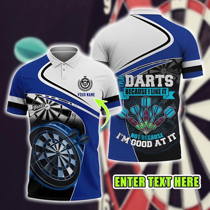 Play Darts Polo Shirt, Personalized Name 3D Dartboard Print, Funny Darts Saying Shirt, Custom Dart Team Jersey, Sports Casual Top.