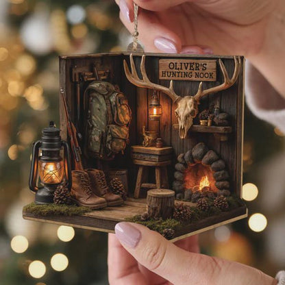 The Coy Cabin – Personalized Hunting Ornament