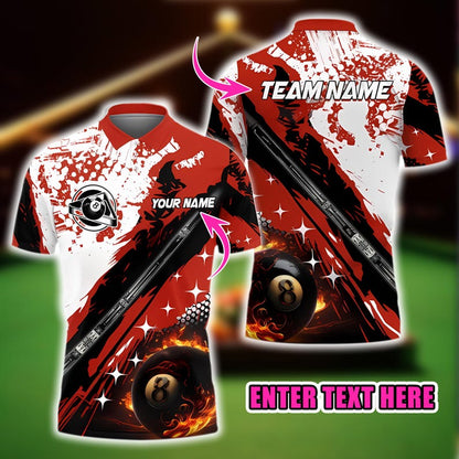 Custom Bowling Polo Shirt, Personalized Name Funny Quote Design, Blue 3D Bowling Ball and Pins Strike Team Jersey Gift for Bowlers Men Women