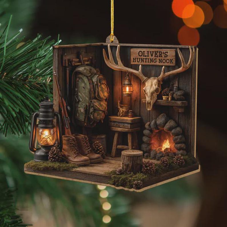 The Coy Cabin – Personalized Hunting Ornament