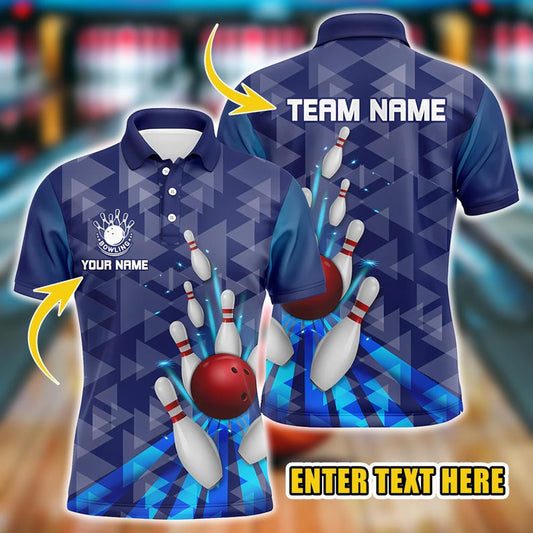 Customizable Bowling Polo Shirt, Your Name and Team Name, Perfect for Bowling Teams, Tournaments, Ideal for Players, Coaches, Fans.