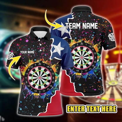 Custom Polo Shirt, 3D Personalized Colorful Dartboard Custom Darts Sports Polo Shirt for Men, Team Jerseys, Gifts for Darts Lovers.
