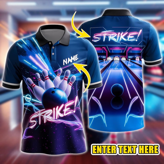 Custom 3D Bowling Polo Shirt, Personalized Bowling Jersey with Team And Player Name, Unisex Shirt for Men Women, League & Tournament Wear.