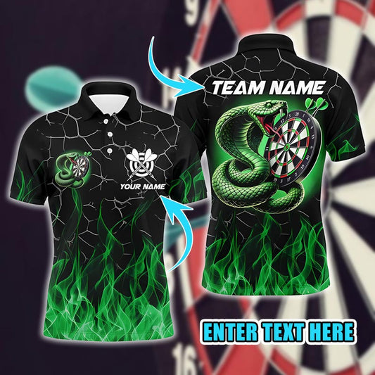 Custom Darts Polo Shirt with Snake Dartboard Design, Personalized Team Name & Player Name Jersey, Unique Gift for Dart Lovers.