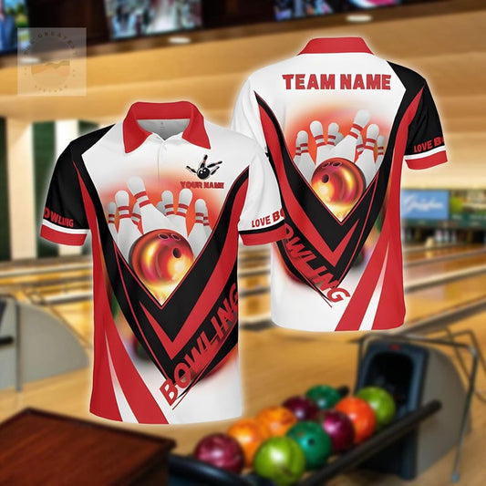 Personalized Multicolor Bowling Polo Shirt, Custom Team and Name Bowling Shirt, Gift for Bowlers, Bowling Team Uniform, Bowling League Shirt