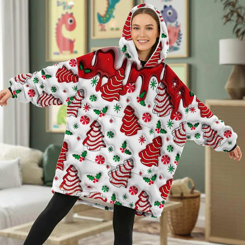 Faux Inflated Christmas Vibes Blanket Hoodie