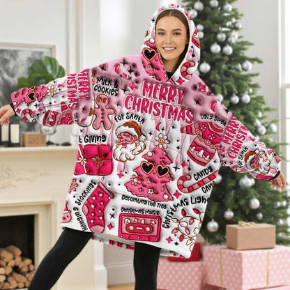 Faux Inflated Christmas Vibes Blanket Hoodie