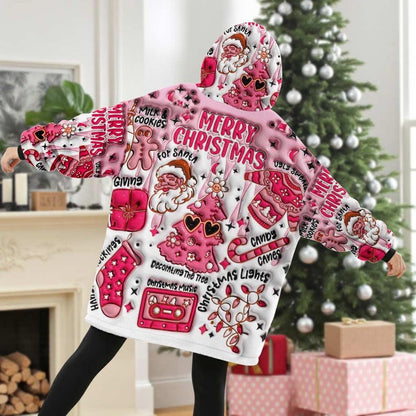 Faux Inflated Christmas Vibes Blanket Hoodie